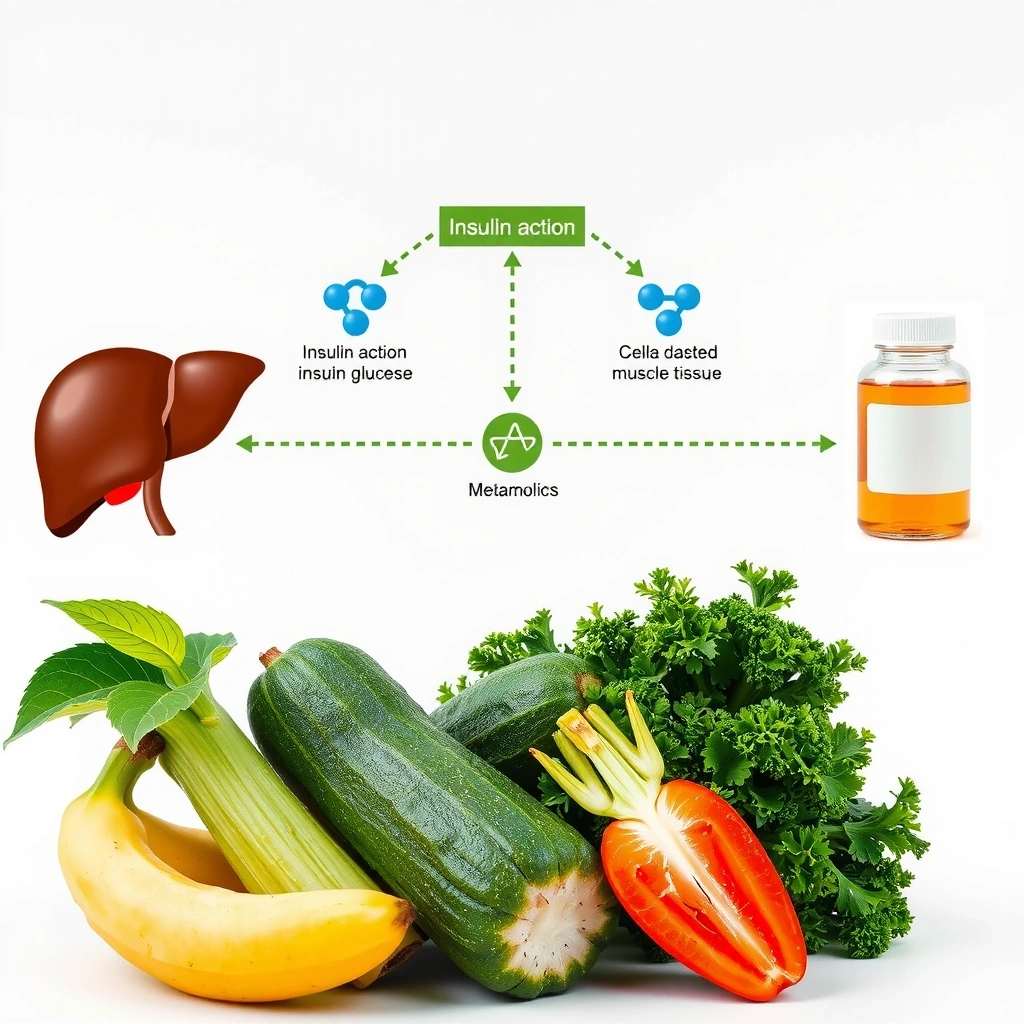 Scientific diagram showing glucose metabolism pathway in the human body