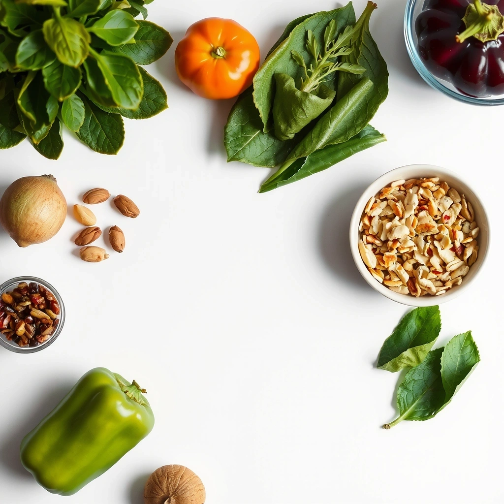 Fresh vegetables and healthy foods for blood sugar management